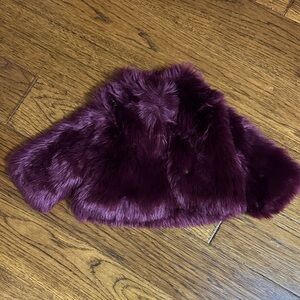 Plush Faux Fur  Jacket - Burgandy